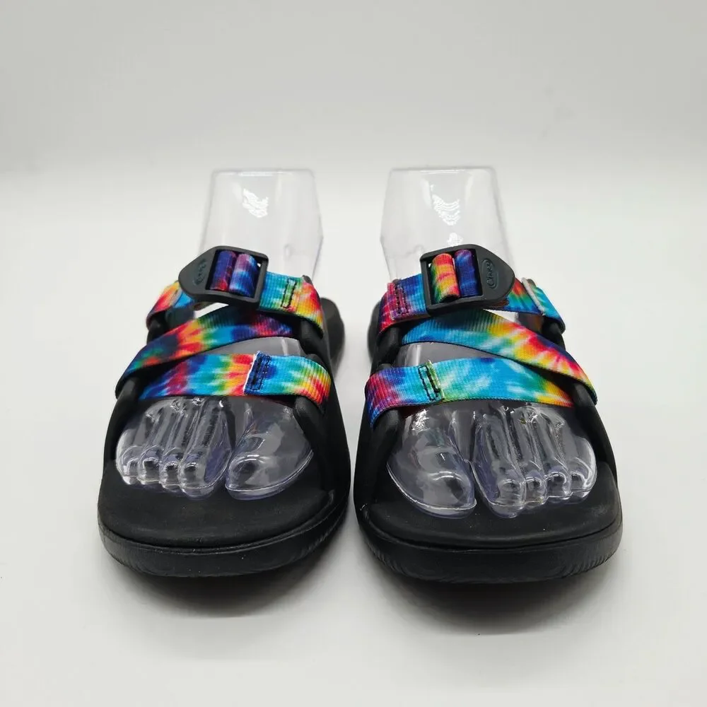 Chaco Chillos Slide Sandal Lightweight Rainbow Tie Dye Big Kids Size 4